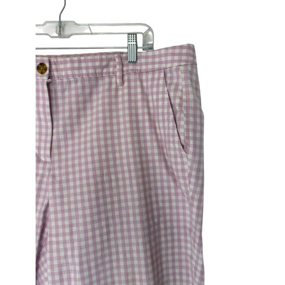 Talbots Relaxed Chino Pants Purple White Gingham Office Straight Leg Size 14 - Picture 3 of 13